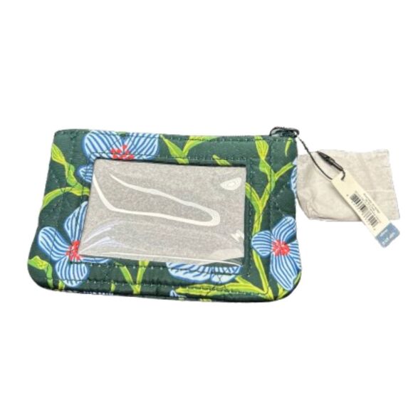 New Vera Bradley Zip ID Case in Ultralight Green Blue E19 - Picture 3 of 6